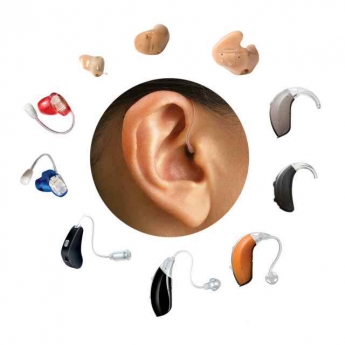ear surrounded by hearing aids